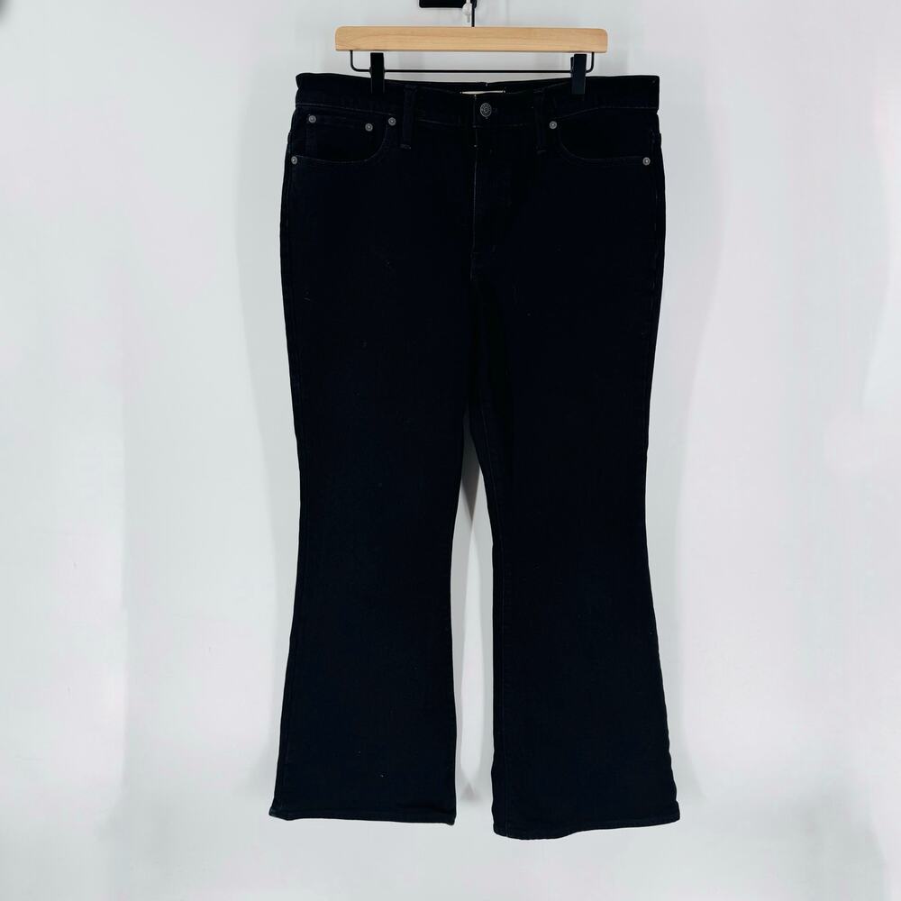 Madewell Size‎ 32 Perfect Vintage Flare Jeans Black High Rise Stretch Denim